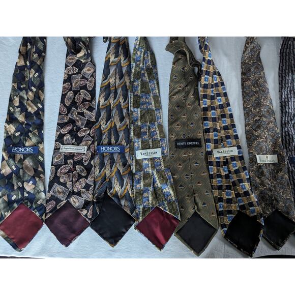 Lot Of 10 Mens Ties Silk Bill Blass Henry Grethel Stafford Honors Van Heusen - Picture 10 of 10